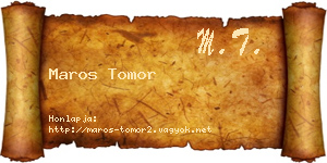 Maros Tomor névjegykártya